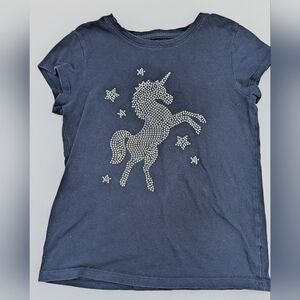 GAP Dark Blue Kids T-Shirt with Glitter Unicorn